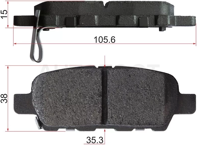 Колодки тормозные (Сзади) Infiniti FX35 02-08 / Nissan Juke 10-20 / Murano 02-16 / Pathfinder 12-21 / Qashqai 06-13 / Suzuki Grand Vitara 05-16 / Infiniti FX45 02-09 / G35 02-09 / QX60 14-16 / Nissan 350Z 02-09 / Cube 08-20 / Elgrand 02-10 / Maxima 03-08