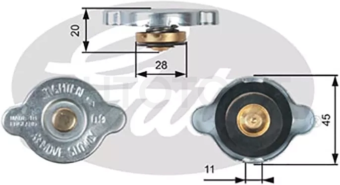 Крышка радиатора R124 (0.9) 16400-46150 16400-46130 - Артикул RC124 - Производитель Gates - Фото, Отзывы, Цены