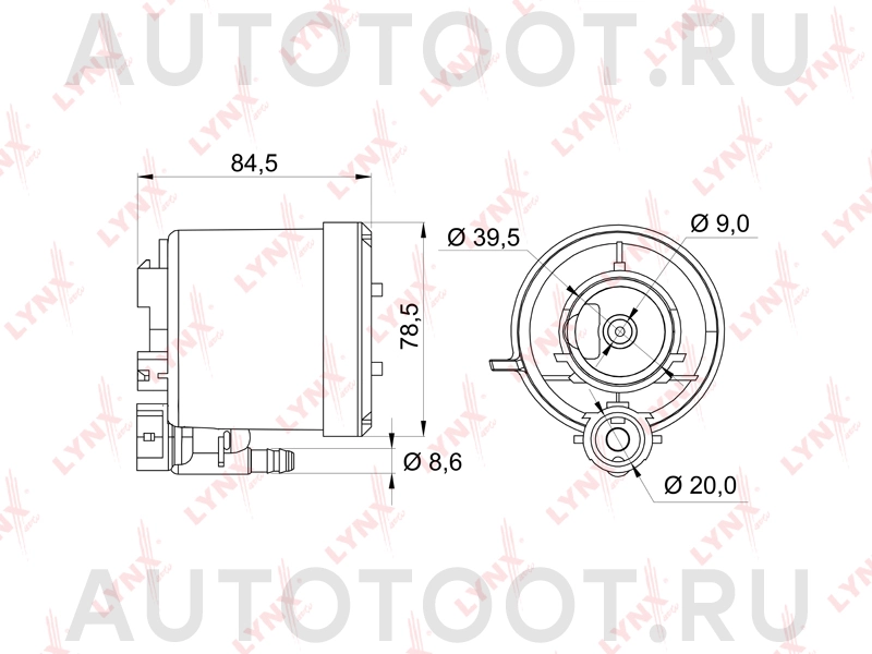 Фильтр топливный -LF163M LYNXauto для TOYOTA AURIS, TOYOTA COROLLA
