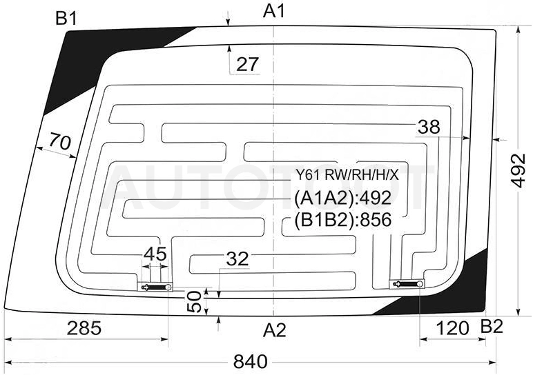 Стекло заднее (распашной двери) правое с обогревом