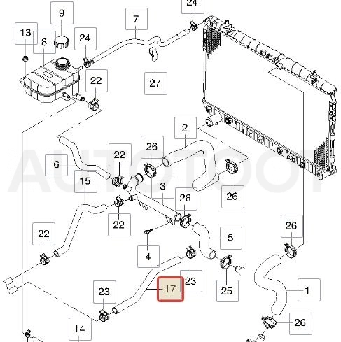 Патрубок отопителя подводящий -1035581SX Stellox для CHEVROLET LACETTI, DAEWOO GENTRA