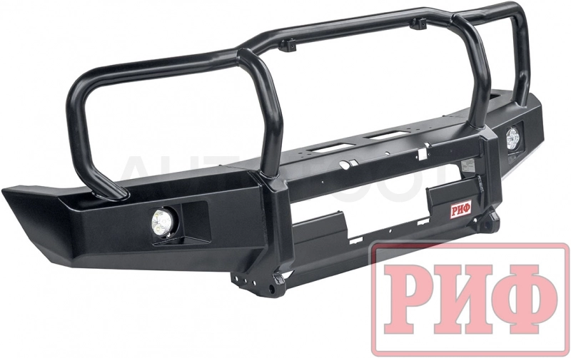 Toyota Land Cruiser 76/78 2007+  Бампер РИФ передний c доп. фарами и защит. дугой, под штат. лебедку