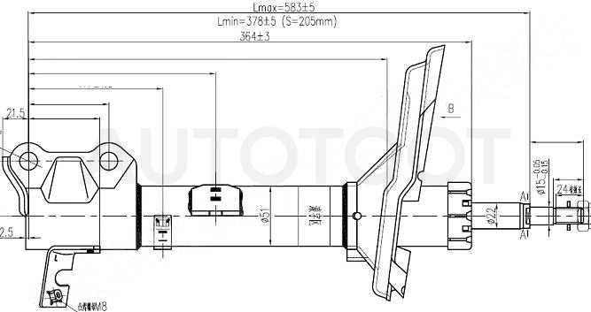 Амортизатор задний левый 4WD -JAS0046 Just Drive для TOYOTA HARRIER, LEXUS RX300
