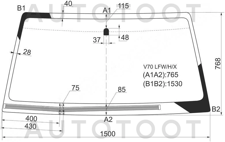 Стекло лобовое с обогревом щеток в клей -  для MITSUBISHI PAJERO