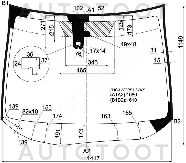 Стекло лобовое в клей (седан) -  для HONDA CIVIC
