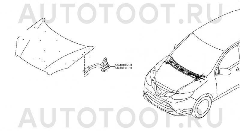 Петля капота правая -STDT66015H1 Sat для NISSAN QASHQAI