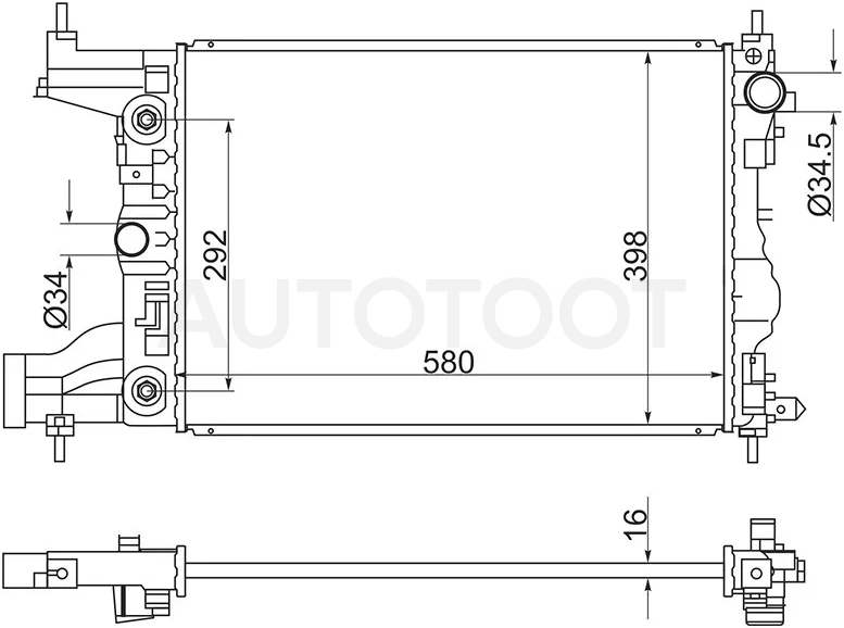 Радиатор Chevrolet Cruze 09-18 / Daewoo Lacetti 08-11 - Артикул SGCH00061 - Производитель Sat - Фото, Отзывы, Цены