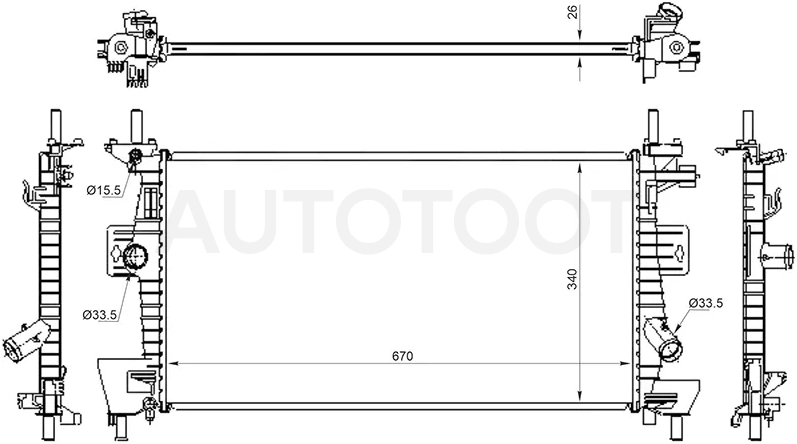 Радиатор Ford Focus 10-19 / C-MAX 10-19 - Артикул SGFD0011 - Производитель Sat - Фото, Отзывы, Цены