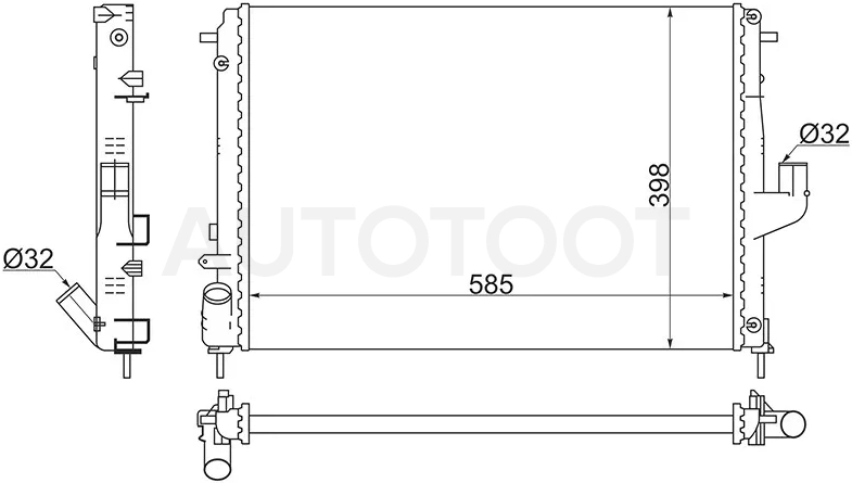 Радиатор LADA Largus 12-21 / Nissan Almera 12-19 - Артикул ST010035 - Производитель Sat - Фото, Отзывы, Цены