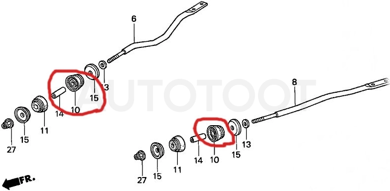 Сайлентблок задний передней растяжки (патиссон) -ST51381S84A01 Sat для HONDA ODYSSEY, HONDA ACCORD