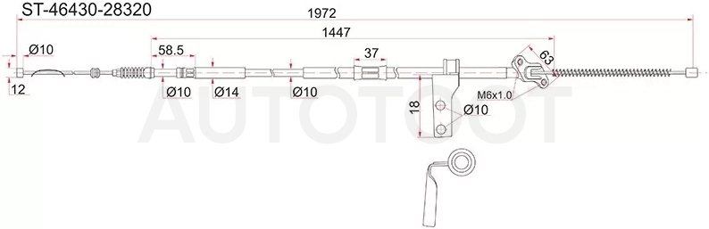 Трос ручника TY Lite/TownAce CR36/37/38, 92-96, -LH