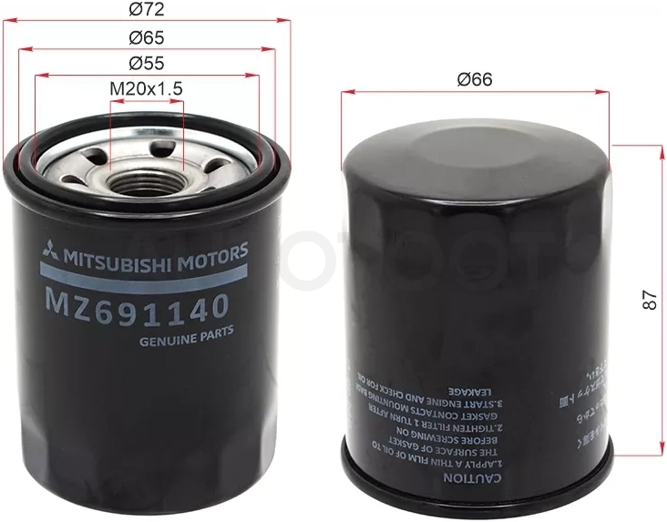 Фильтр масляный MITSUBISHI 4A92/4B10-12/6B31