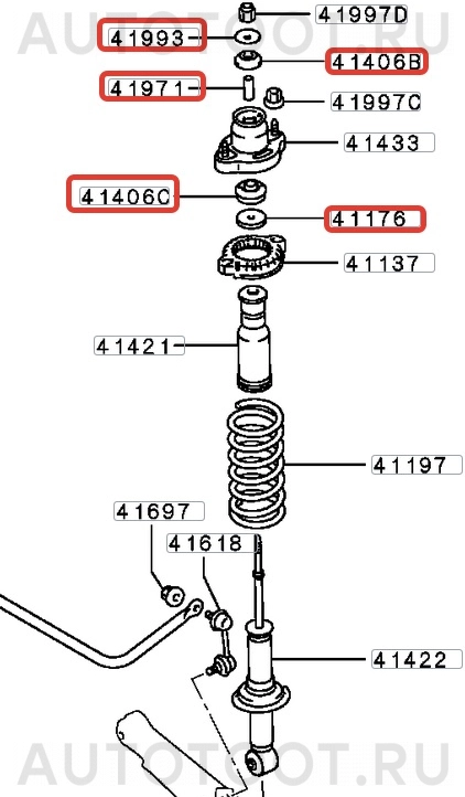 Втулки опоры амортизатора заднего (Комплект) -SM5091 Kyb для MITSUBISHI OUTLANDER, MITSUBISHI ASX, MITSUBISHI LANCER