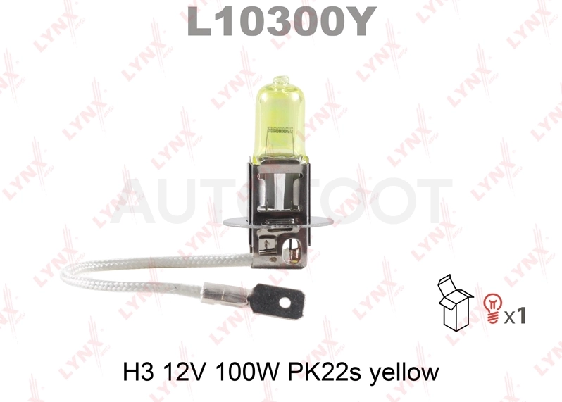 Лампа H3 12V 100W Pk22s YELLOW LYNXauto