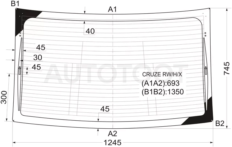 Стекло заднее (Цвет зеленый/ Обогрев/ Антенна/ 4D SED) Chevrolet Cruze 09-15 / Daewoo Lacetti 08-11
