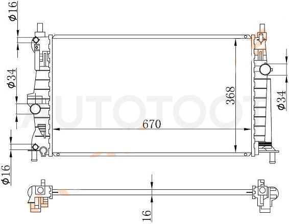 Радиатор охлаждения 1.6L AT -SGMZ00082 Sat для MAZDA 3 (AXELA)