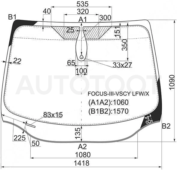 Стекло лобовое с обогревом -  для FORD FOCUS