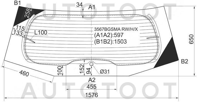 Стекло заднее (крышка багажника) с обогревом -  для FORD GALAXY