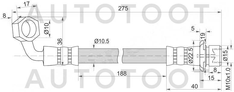 Шланг тормозной задний левый -ST9094702G16 Sat для TOYOTA LAND CRUISER PRADO