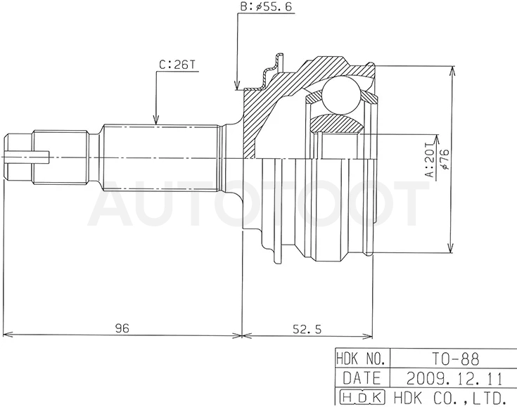 Шрус (Спереди/ Наруж) Toyota Vitz 05-20 / Belta 05-12 / Vios 05-13 / Yaris 05-13