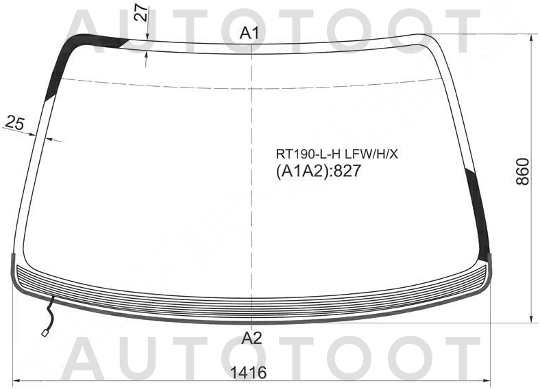 Стекло лобовое с обогревом щеток в клей -  для TOYOTA CALDINA, TOYOTA CARINA E, TOYOTA CORONA