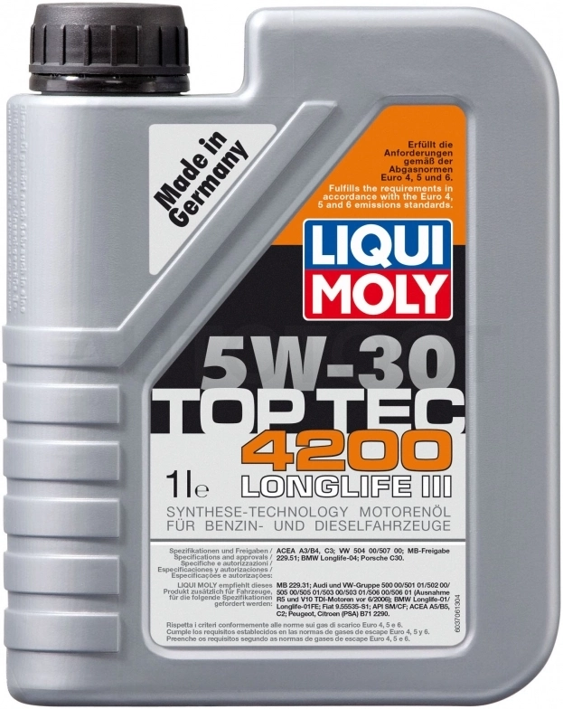 Масло моторное синтетическое Top Tec 4200 5W-30 1л - Артикул 7660 - Производитель Liqui Moly - Фото, Отзывы, Цены