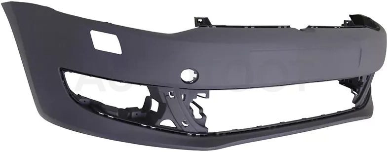 Бампер передний Volkswagen Polo 09-15 (Под омыватели фар/ С отверстием под крюк/ 3/5D HBK)