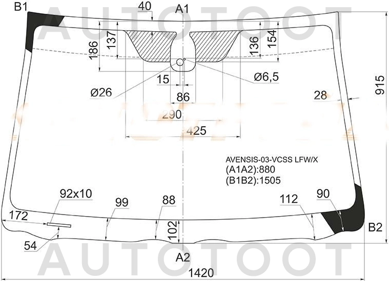 Стекло лобовое в клей -  для TOYOTA AVENSIS