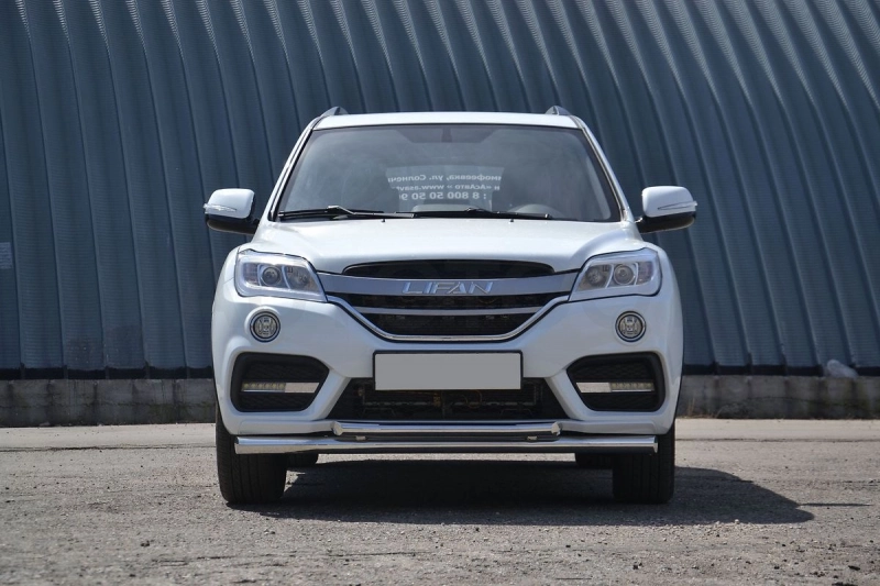 LIFAN X60 2017- Защита переднего бампера двойная Ø63/51мм (НПС) - Артикул 14010104 - Производитель PT Group - Фото, Отзывы, Цены