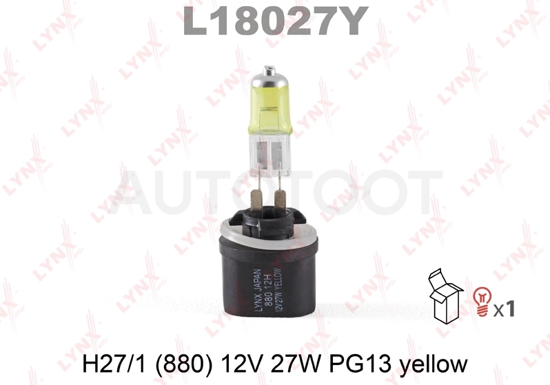Лампа H27W/1 12V PG13 YELLOW LYNXauto