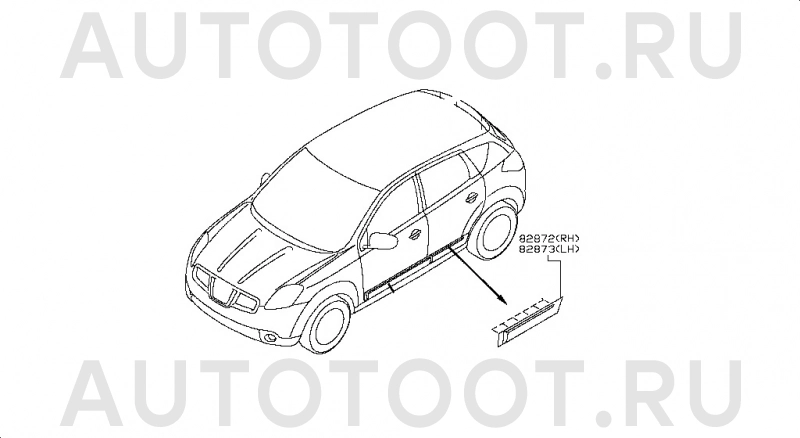 Накладка на заднюю левую дверь с хромом -  для NISSAN QASHQAI