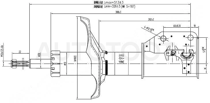 Амортизатор передний левый -STB25D34900 Sat для MAZDA 323 (FAMILIA), MAZDA 5 (PREMACY)