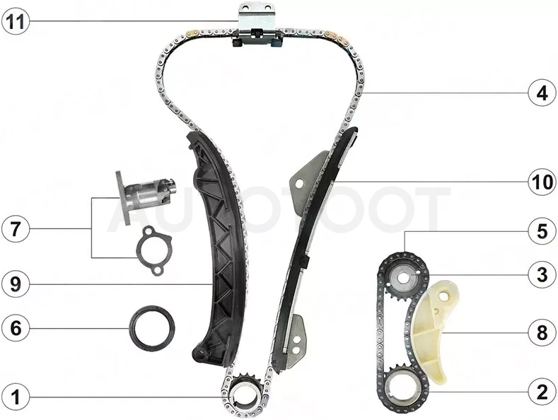 Комплект замены цепи ГРМ TOYOTA RAV4 12-/AVENSIS 08- 3ZRFE - Артикул TKTY433A - Производитель Sat - Фото, Отзывы, Цены