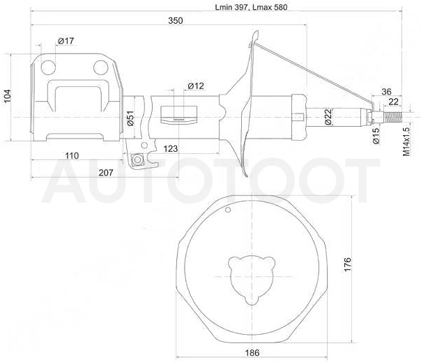 Амортизатор передний левый -JAS0262 Just Drive для TOYOTA AVENSIS