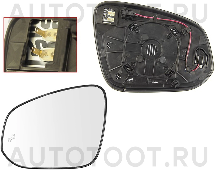 Полотно зеркала левое с обогревом под датчик мертвой зоны -  для TOYOTA RAV4