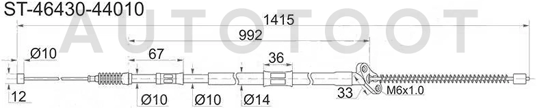 Трос ручника левый -ST4643044010 Sat для TOYOTA IPSUM, TOYOTA PICNIC