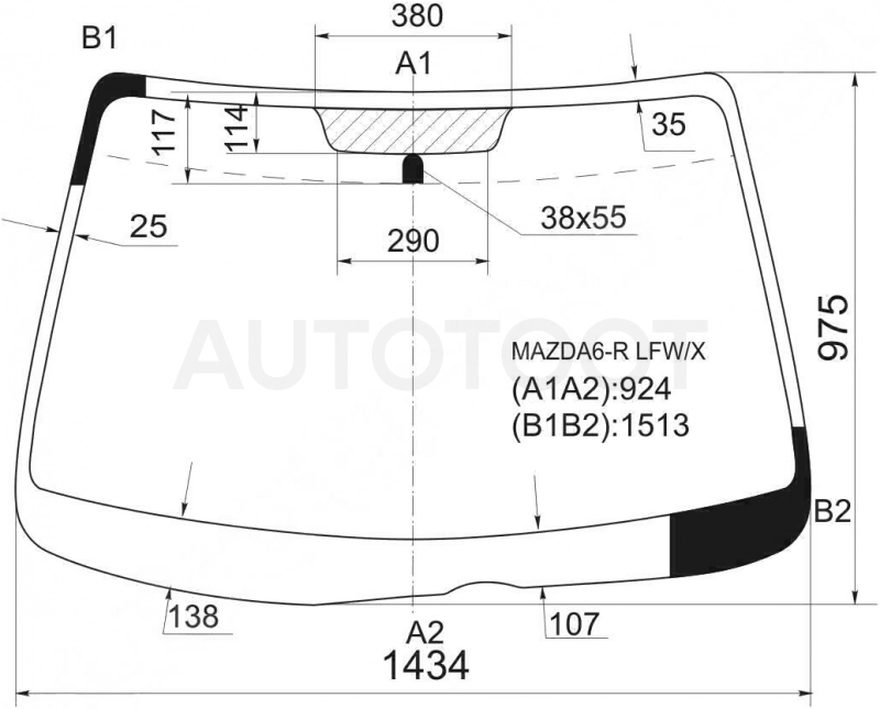 Стекло лобовое в клей -  для MAZDA 6 (ATENZA)