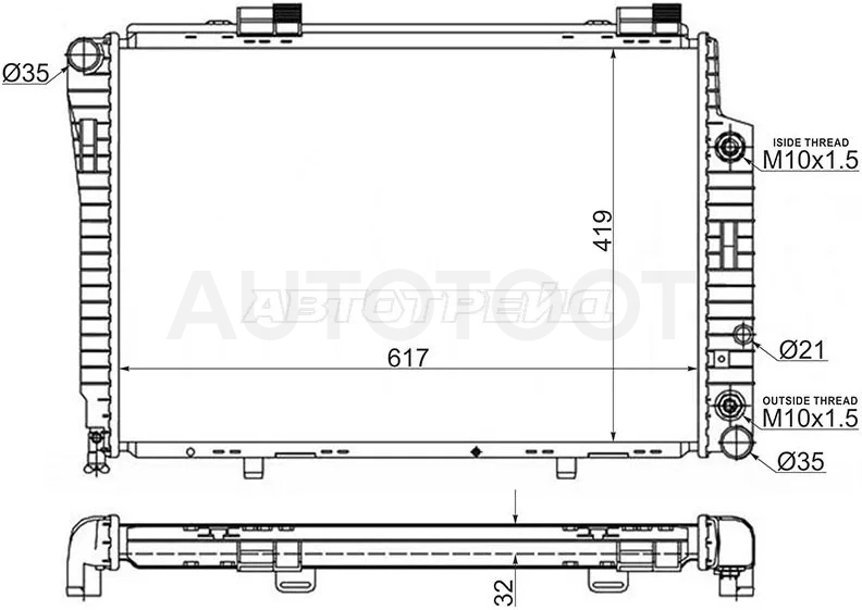 Радиатор Mercedes-Benz C-Class 93-01 / E-Class 95-03 / CLK-Class 97-02 / SLK-Class 96-04