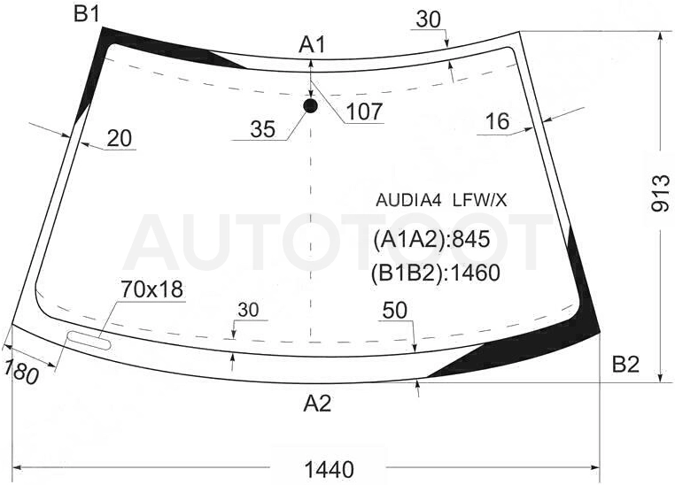 Стекло лобовое в клей -  для AUDI A4
