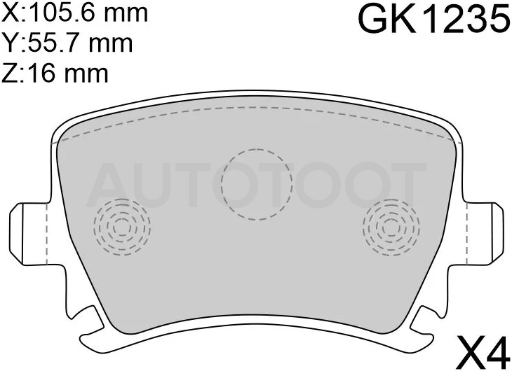 Колодки тормозные (Сзади) Audi A3 03-13 / A4 00-09 / A6 04-10 / A8 02-10 / Haval F7 18-22 / F7x 19-22 / Skoda Octavia 04-20 / Volkswagen Golf 03-19 / Jetta 05-10 / Passat 05-15 / Tiguan 06-17 / Audi A6 allroad quattro 06-12 / RS3 11-12 / S3 08-12 / S4 03