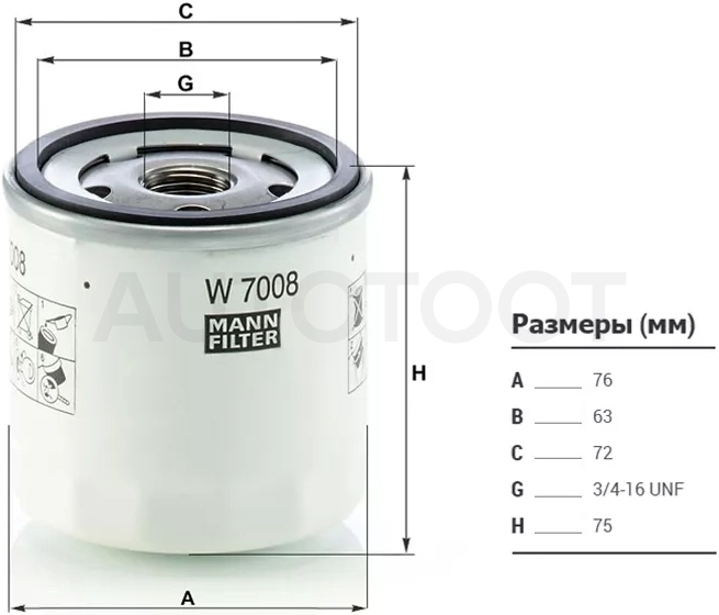 Фильтр масляный FORD FOCUS 1,4/1,6 98-/FIESTA 01-/C-MAX 10-/KUGA 13-/MONDEO 07-/MAZDA 2 1,4 03-07/VO
