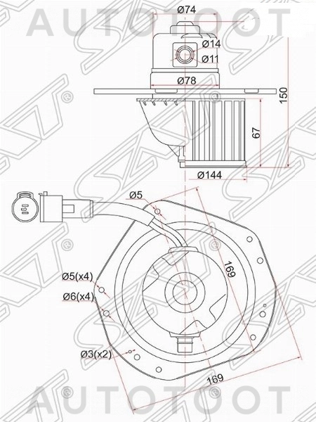 Мотор отопителя салона -ST96168699 Sat для DAEWOO NEXIA