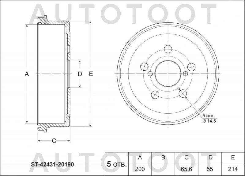 Барабан тормозной задний -PDR1182 Patron для TOYOTA CALDINA, TOYOTA CARINA, TOYOTA CARINA E, TOYOTA CORONA, TOYOTA CORONA PREMIO