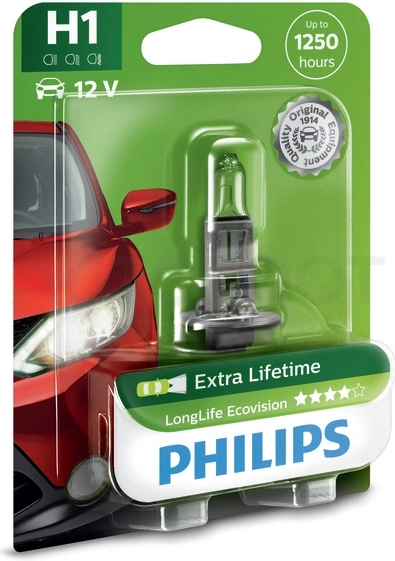 Лампа H1 Philips 12V 55W P14,5s B1 LongLife EcoVision
