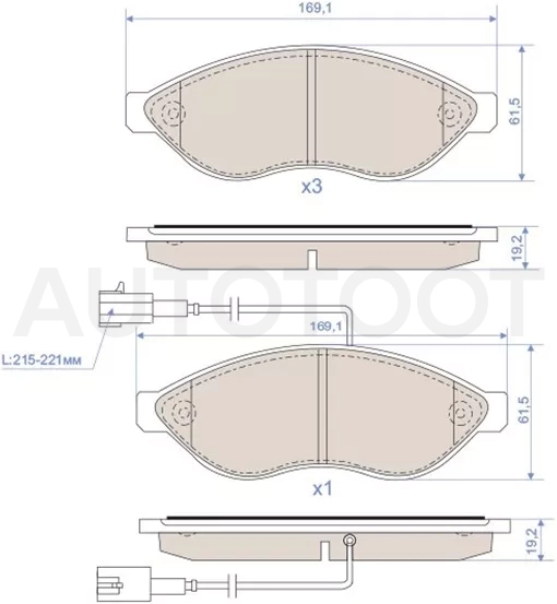 Колодки тормозные (Спереди) Peugeot Boxer 06-14 / Citroen Jumper 06-14 / Fiat Ducato 06-14
