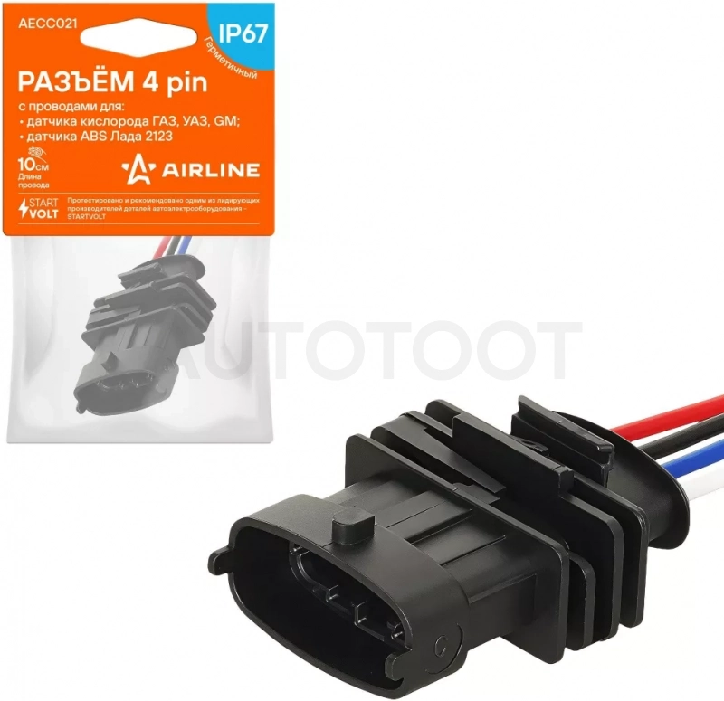 Разъём 4 pin с проводами для датчика кислорода ГАЗ, УАЗ, GM; для датчика ABS Лада 2123