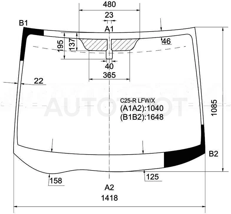 Стекло лобовое в клей NISSAN SERENA /NISSAN SERENA /SUZUKI LANDY C25 VAN 2 C25 VAN 2005-