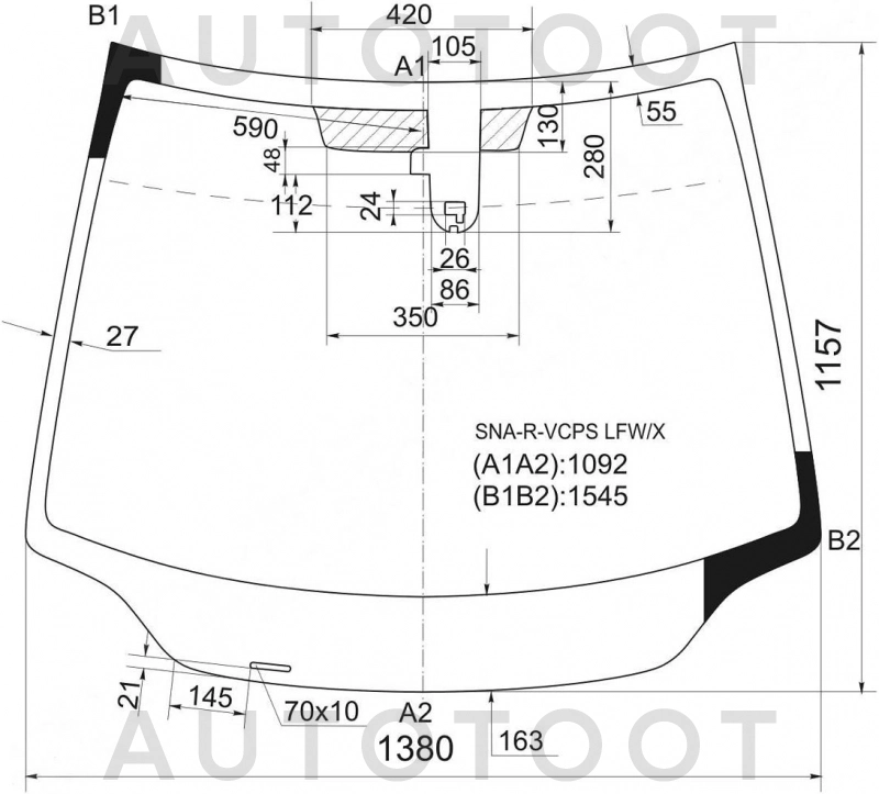 Стекло лобовое в клей -  для HONDA CIVIC