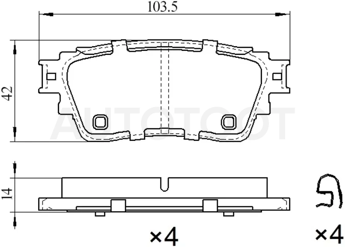 Колодки тормозные (Сзади) Mitsubishi Outlander 02-22 / Eclipse Cross 17-22