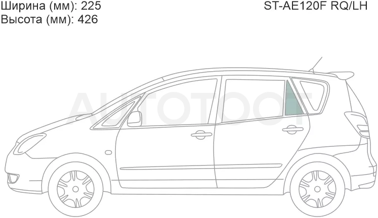 Стекло форточки (Сзади/ Слева/ Цвет зеленый) Toyota Corolla Spacio (E120) 01-07 / Corolla Verso 01-04